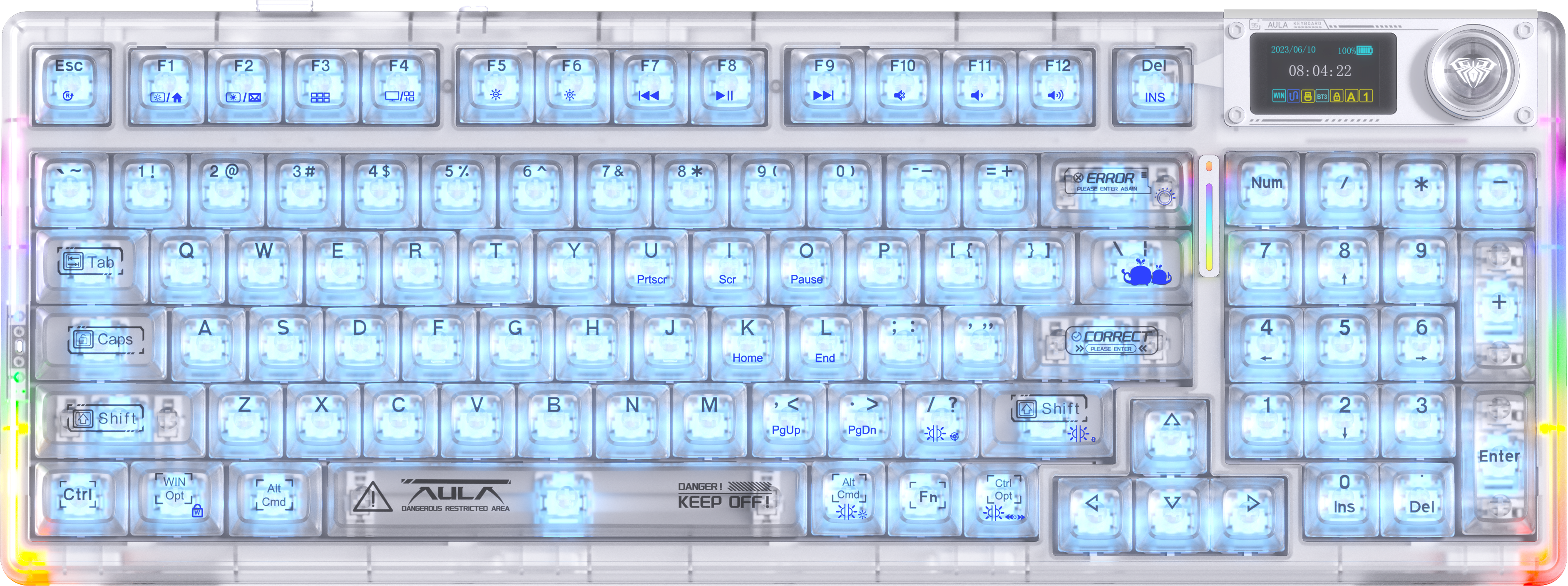 AULA F98 Pro V3 White Transparent — Light frame, clear keys and Crystal