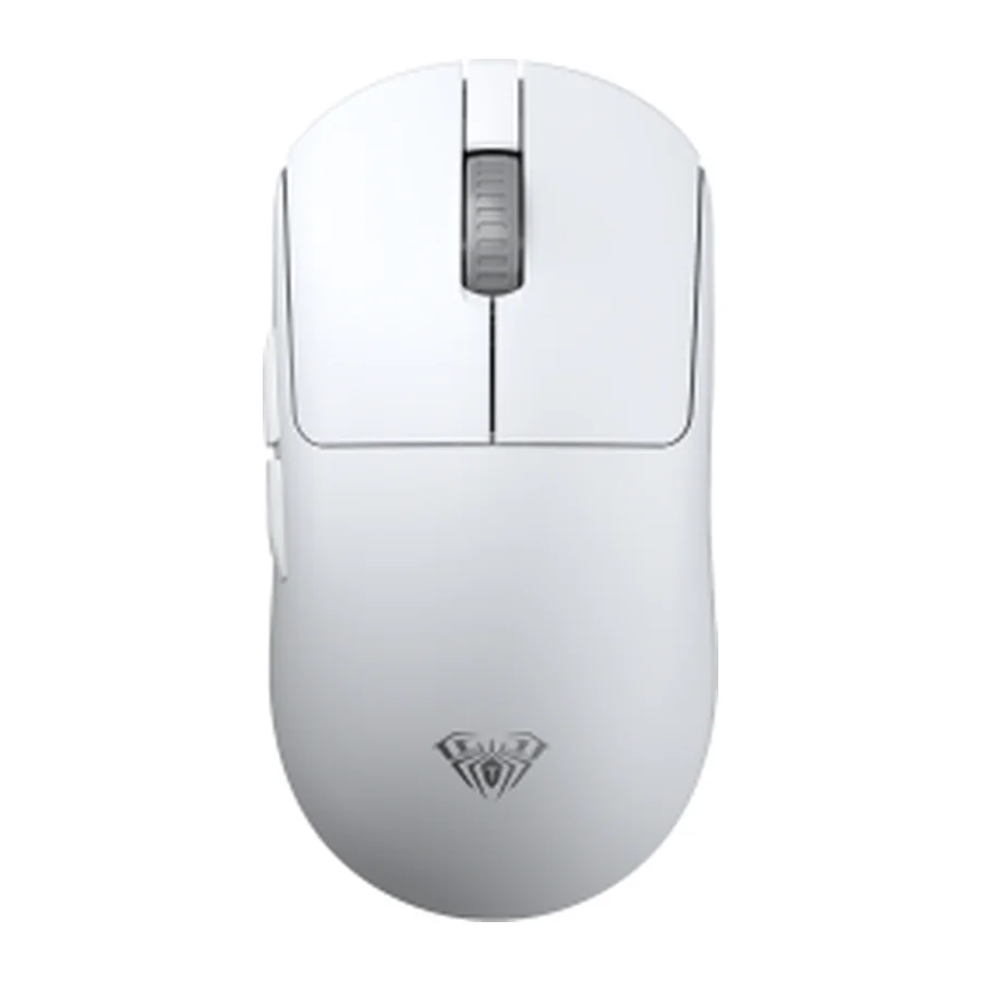 AULA AM206 wireless mouse in white, seen from above, with no cable