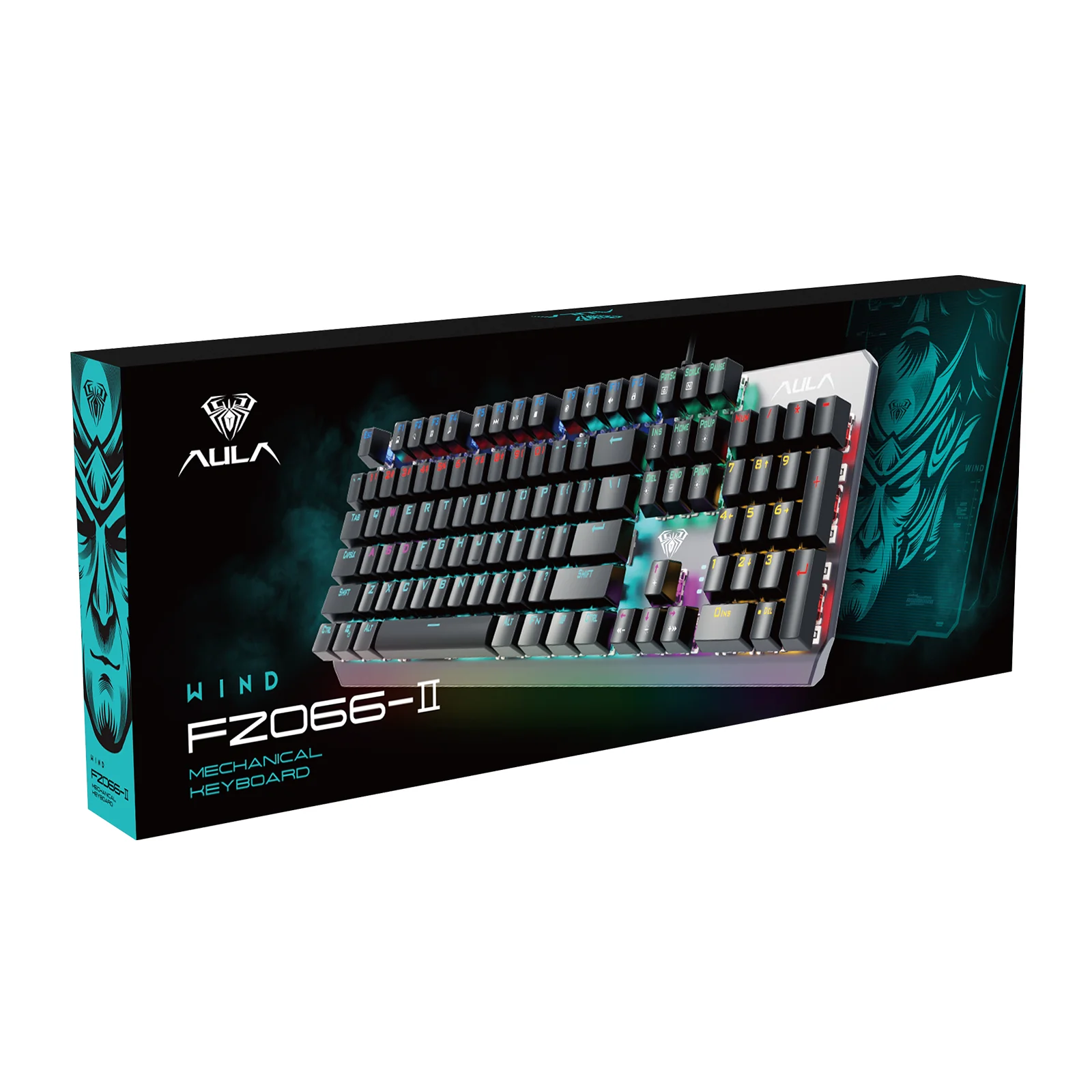 The AULA F2066-II WIND-series box with the keyboard pictured on the front