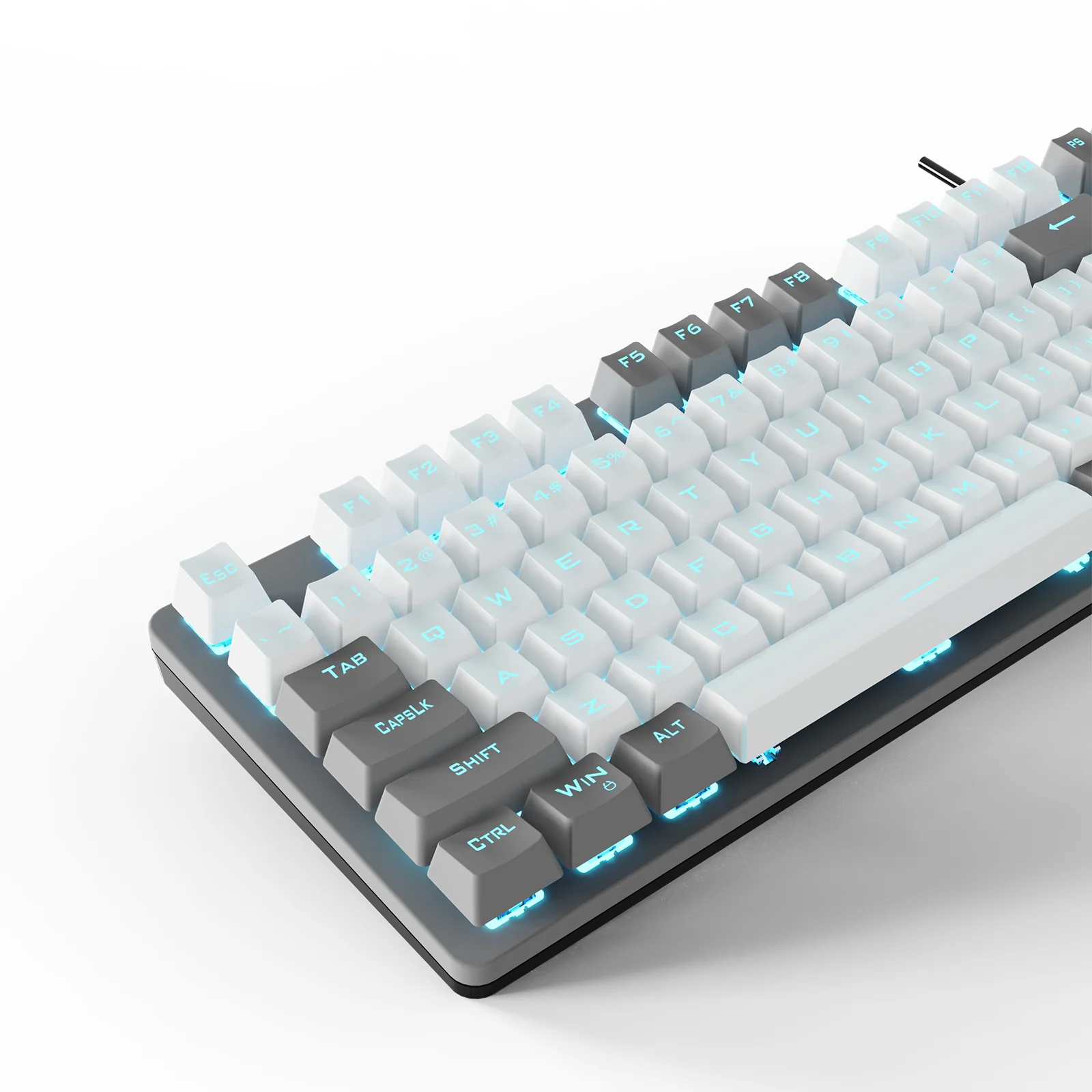 AULA F3287 from a high angle: the 37.2 mm low-profile case and the keys on the exposed plate
