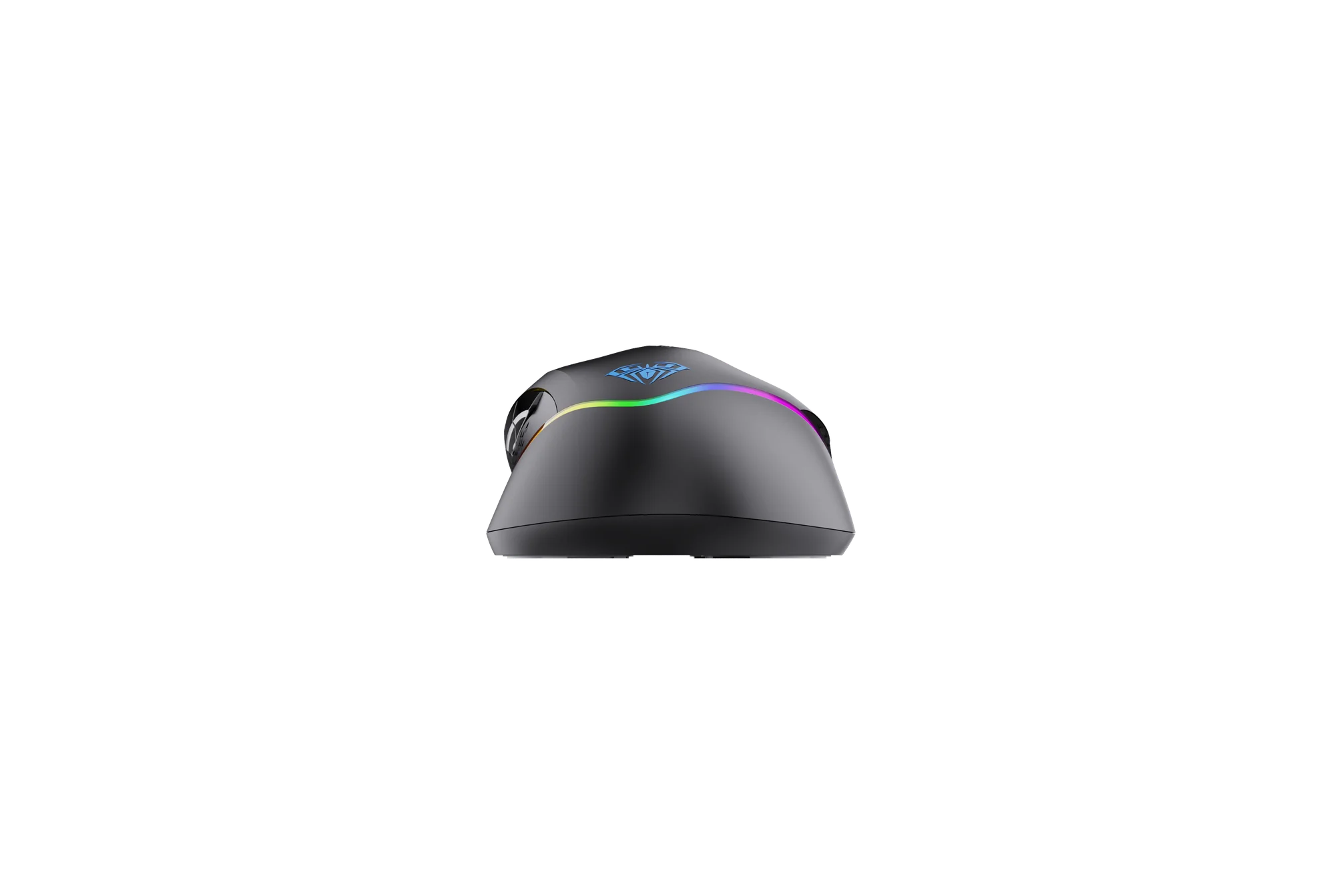 AULA F805 сзади: светящийся логотип AULA на хвосте и RGB-лента, огибающая корпус