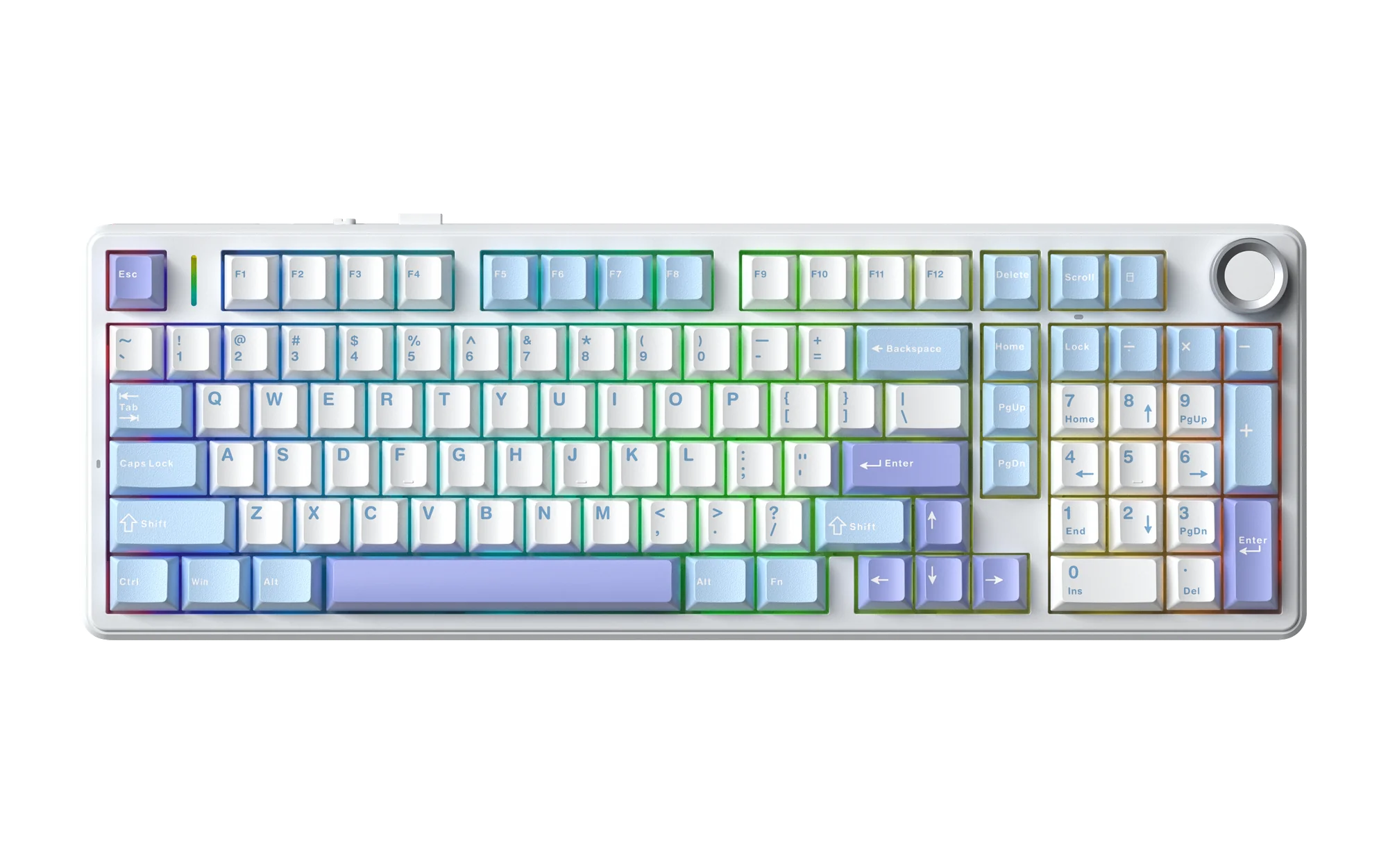 AULA F99 Pro в расцветке светло-голубой + белый + тёмно-фиолетовый с регулятором