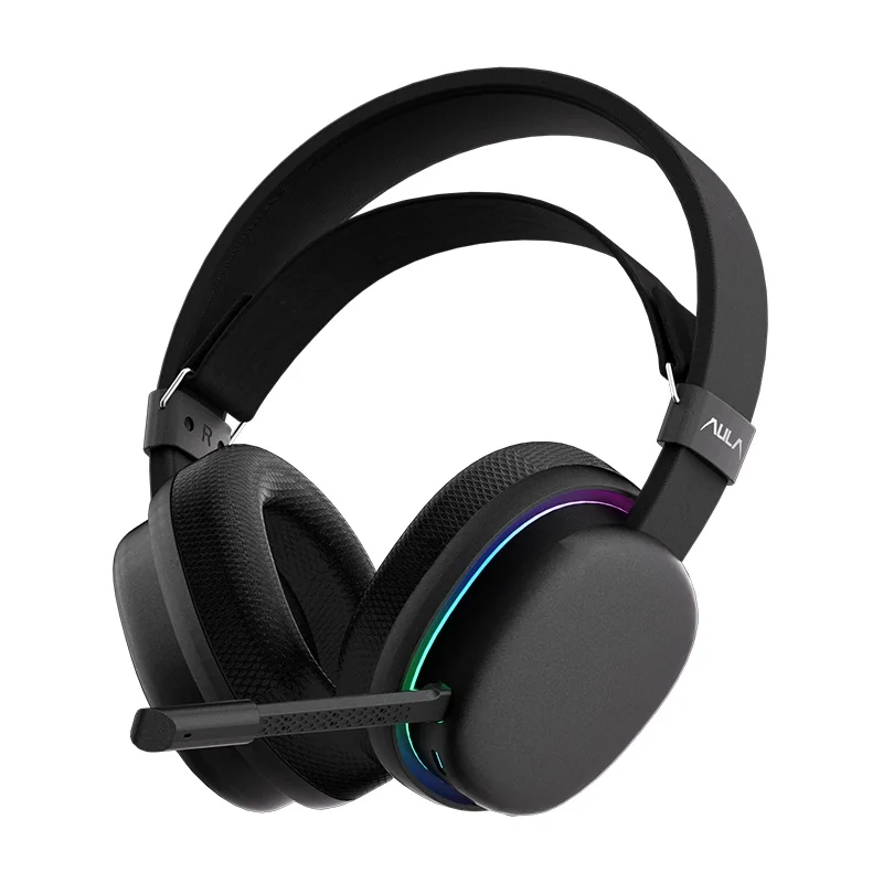 Игровая гарнитура AULA G7 в чёрном цвете с микрофоном и RGB-кольцом на чашке