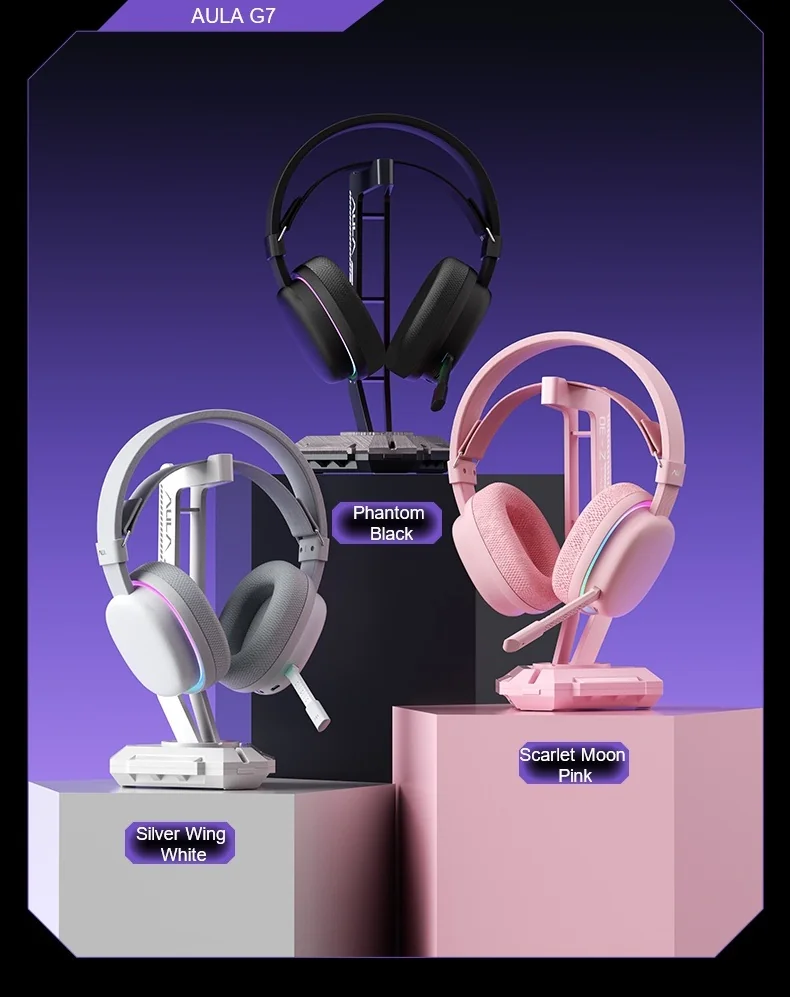 Три цвета AULA G7: Phantom Black, Silver Wing White и Scarlet Moon Pink