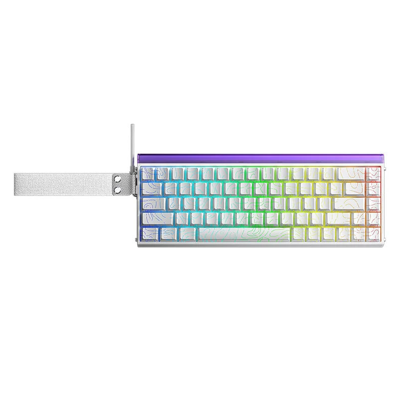AULA HERO 68 HE, расцветка Белый CONTOUR: белые кейкапы с контурным рисунком и RGB-подсветкой