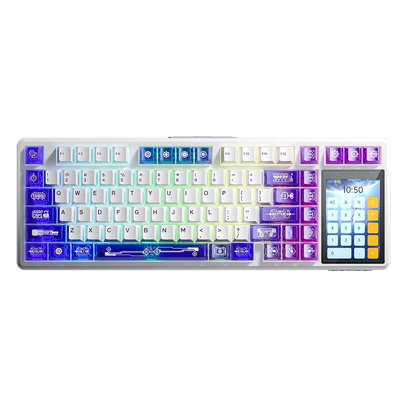 AULA L99 в расцветке Daybreak Blue: светлый корпус и прозрачные фиолетовые колпачки