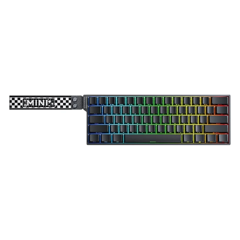 AULA MINI 60 HE in black with side-printed keycaps and RGB backlight