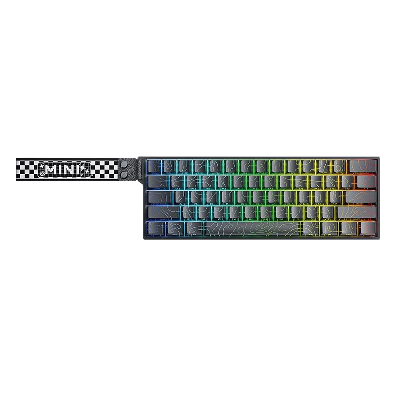 AULA MINI 60 HE in Black Contour: the contour pattern on the keycaps glows through