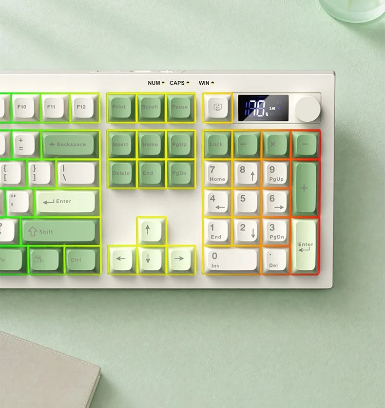 RGB-подсветка AULA S102 Pro: радужная заливка клавиш, вид сверху
