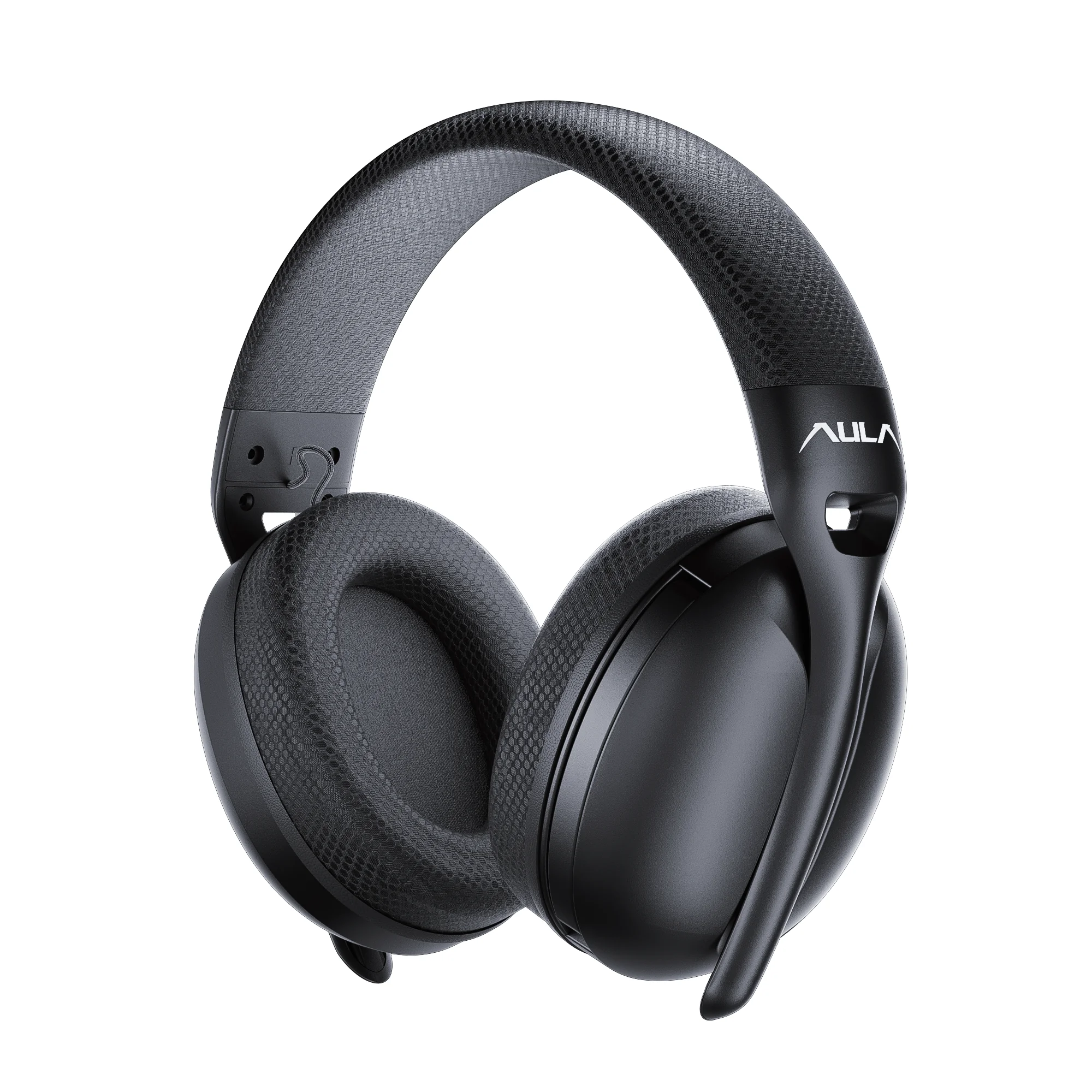 AULA S6 wireless headset in black: smooth oval cups and a mesh headband