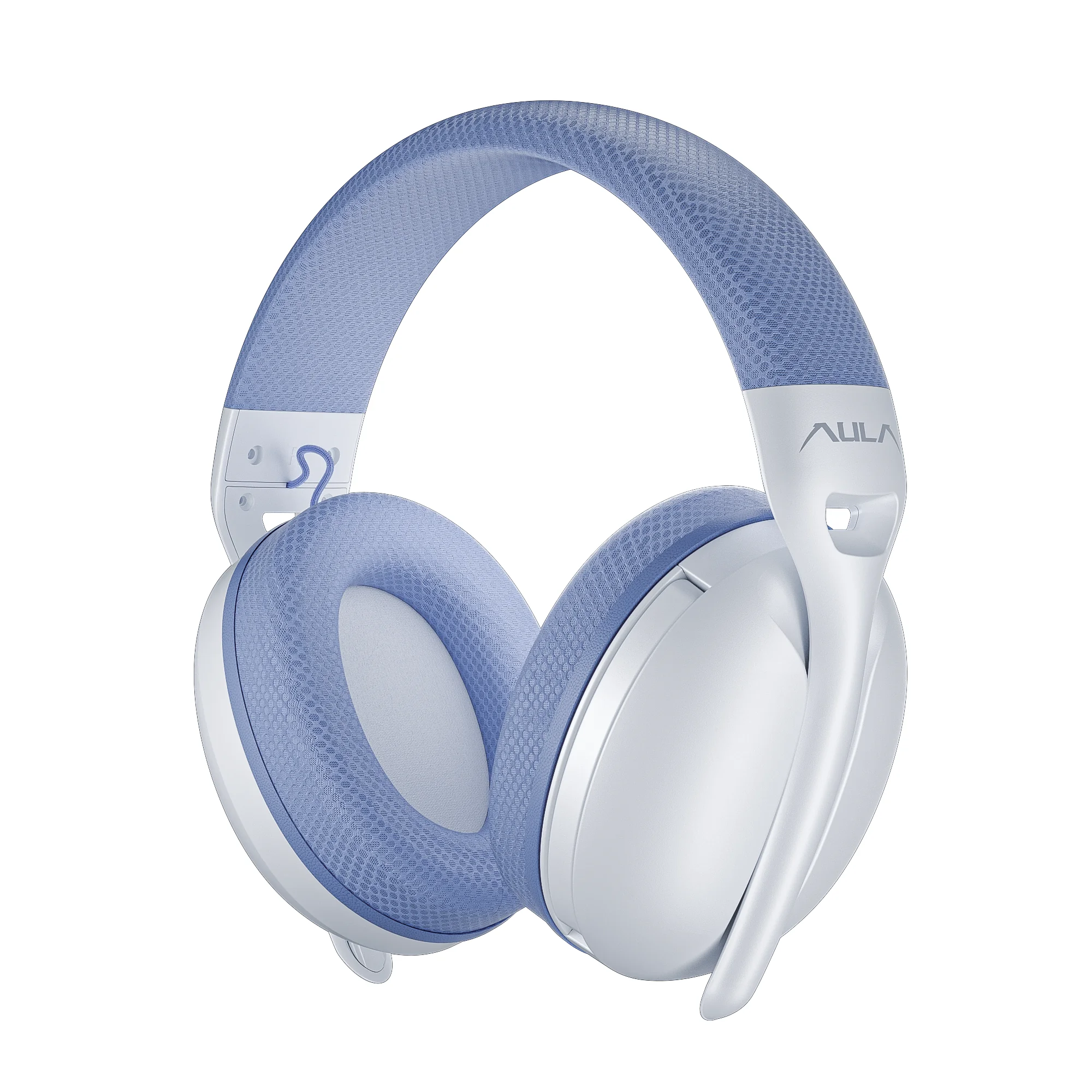 AULA S6 wireless headset in blue: blue mesh on the headband and the pads
