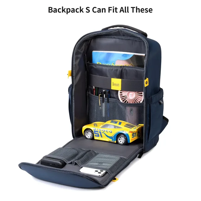 Divoom Backpack-S раскрыт полностью: органайзер с петлями для ручек, сетчатыми карманами и местом под повербанк
