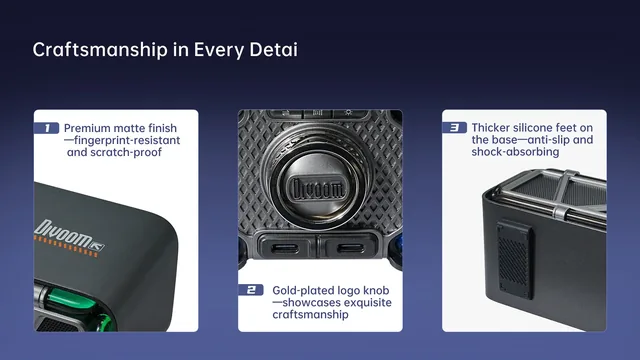 Divoom D-Base: матовое покрытие, колесо громкости и силиконовые ножки