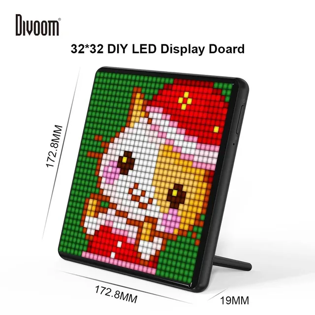Схема габаритов Divoom Pixoo-Max: 172,8 × 172,8 × 19 мм