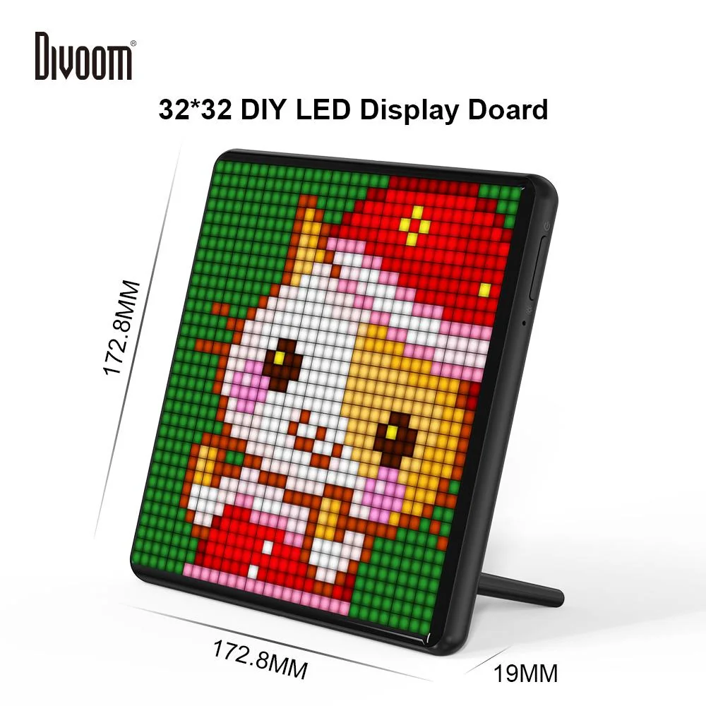 Схема габаритов Divoom Pixoo-Max: 172,8 × 172,8 × 19 мм