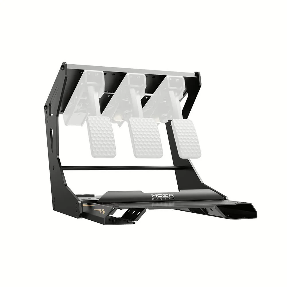 Рама MOZA CRP2 Inversion Kit в три четверти, педали CRP2 показаны полупрозрачными