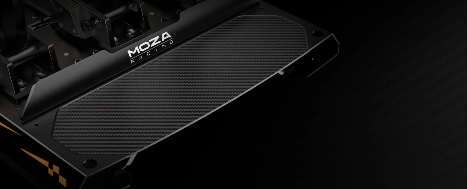Пятка MOZA CRP2 крупно: площадка из карбона саржевого плетения 3K с логотипом MOZA Racing