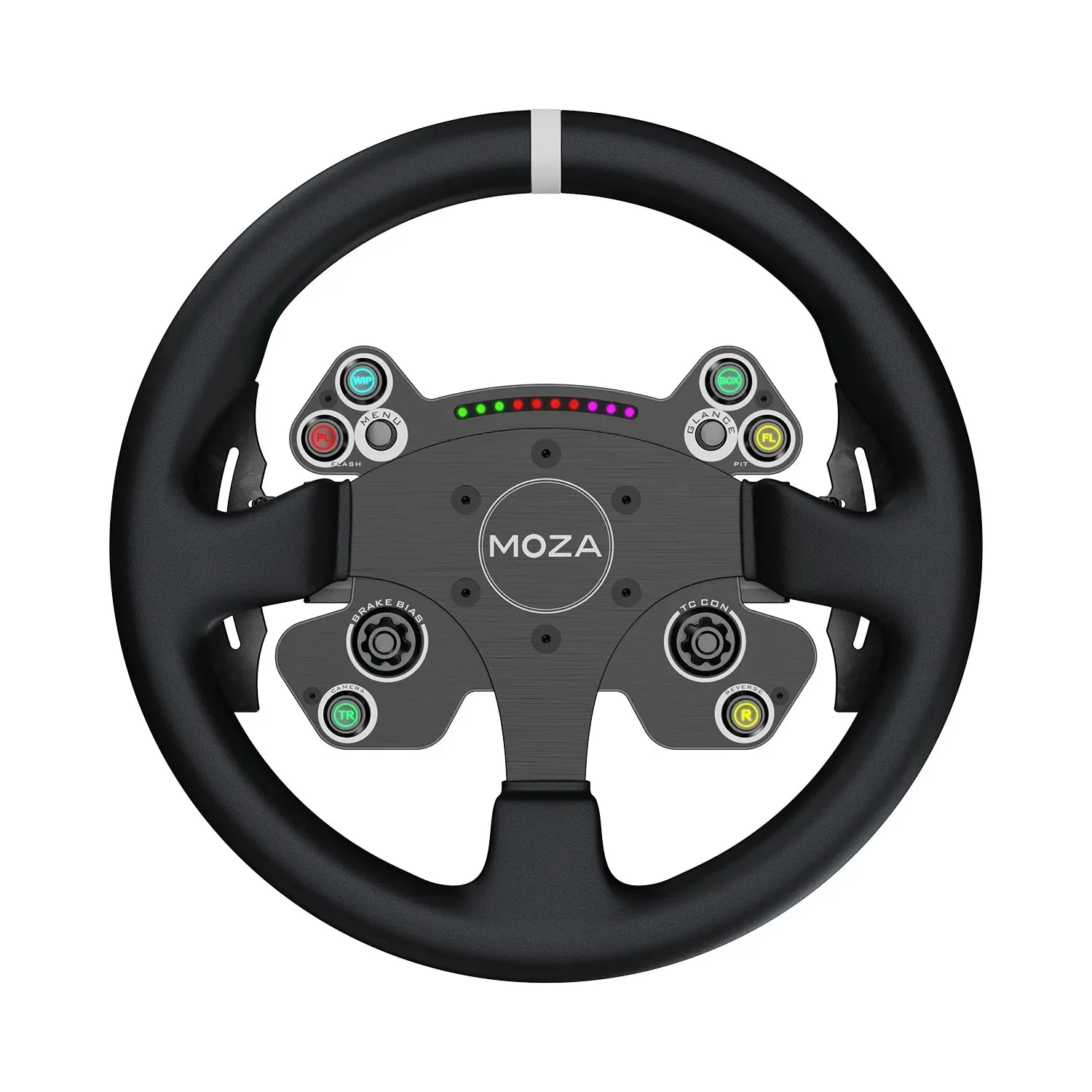 Круглый руль MOZA CS V2P, вид спереди на белом фоне