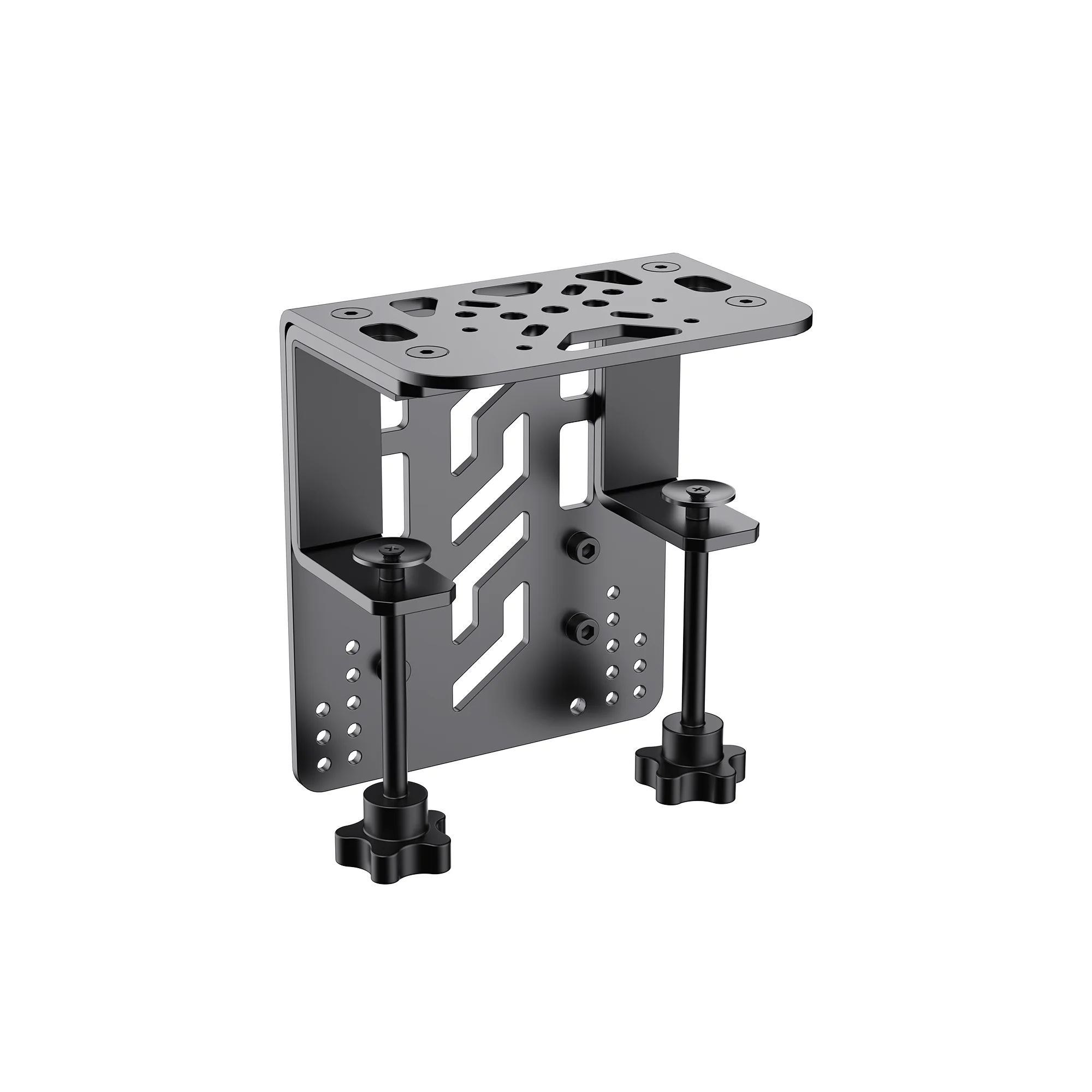 MOZA Flight Base Table Clamp: чёрное стальное крепление с C-струбциной, вид справа