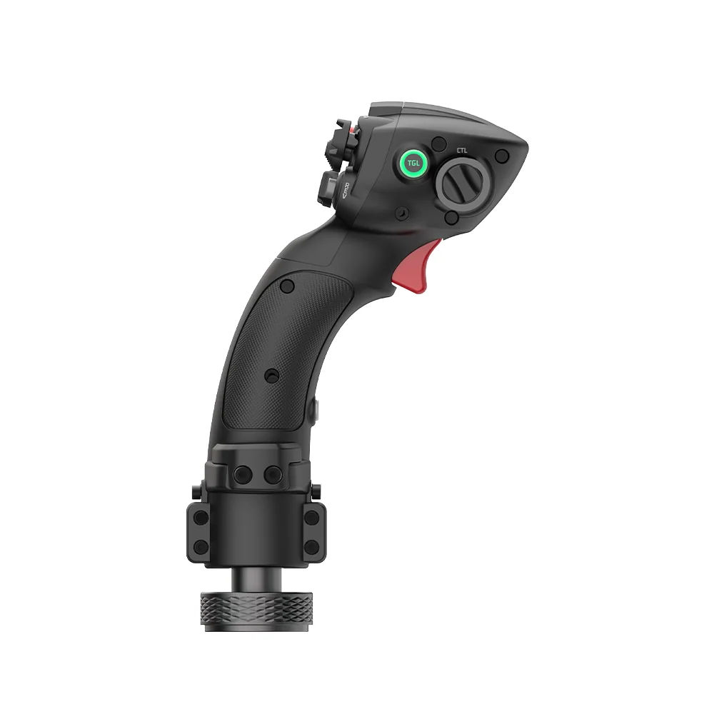 MOZA MHG Flightstick сбоку: курок под указательным пальцем и профиль рукоятки
