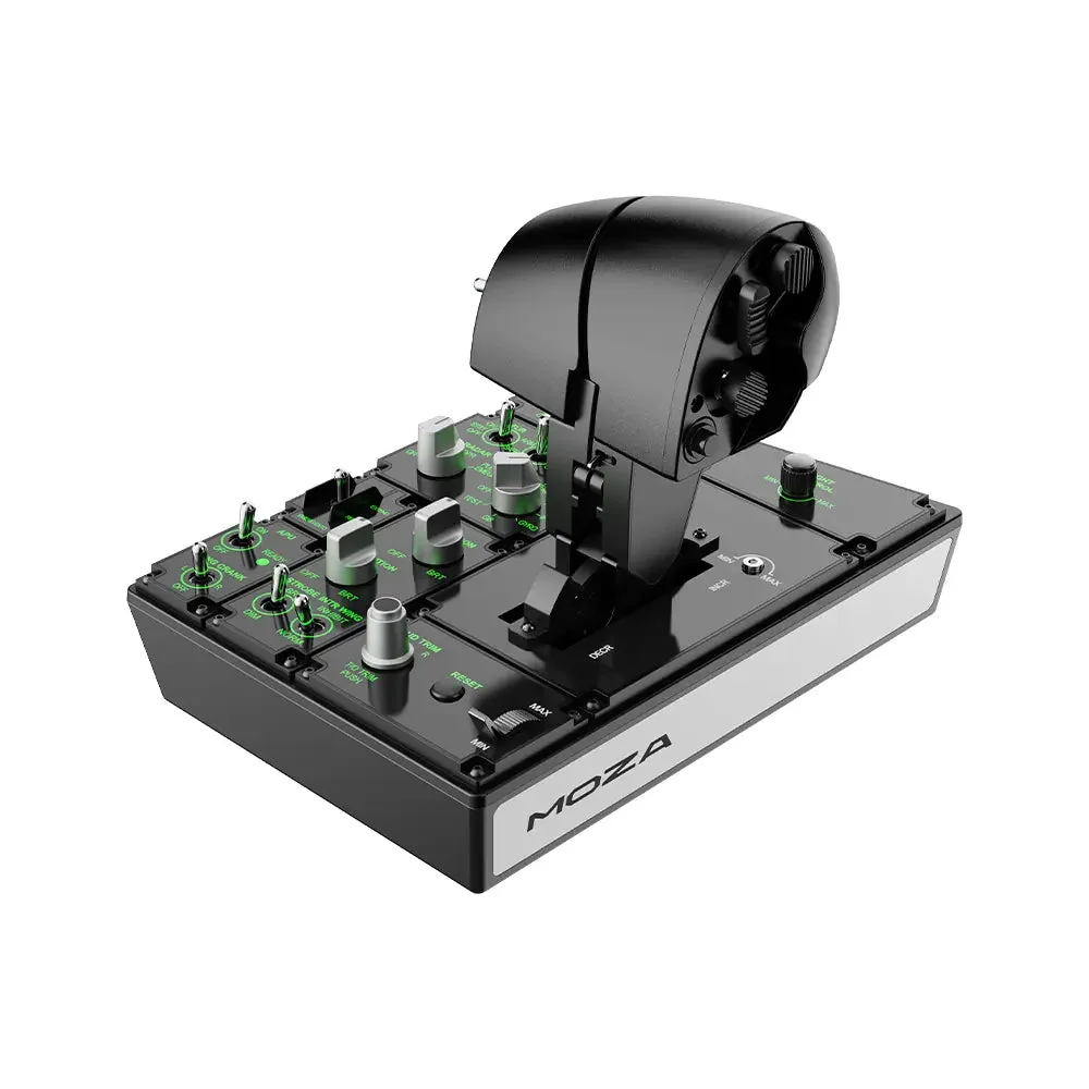MOZA MTP Throttle сверху: раскладка 27 переключателей и тумблеров на панели