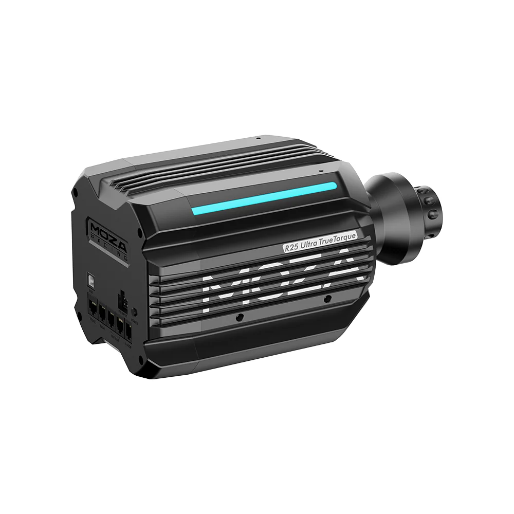 Задняя часть MOZA R25 Ultra: порты для педалей, приборки, КПП, ручника и аварийной кнопки