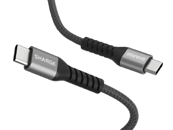 Два разъёма USB-C кабеля SHARGE с рифлёной защитой у основания