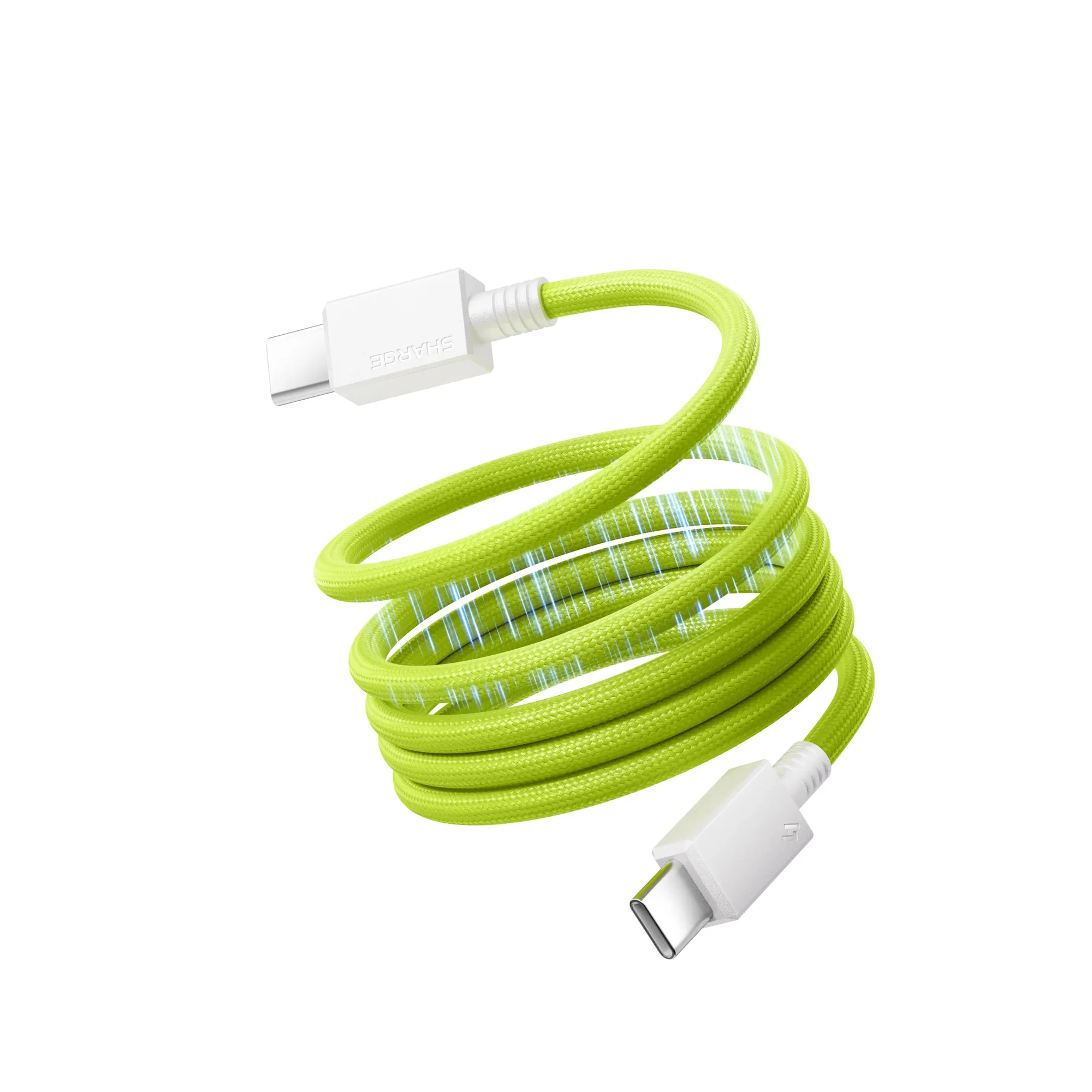 SHARGE MagLoop Cable 1 м в зелёном цвете с белыми разъёмами USB-C