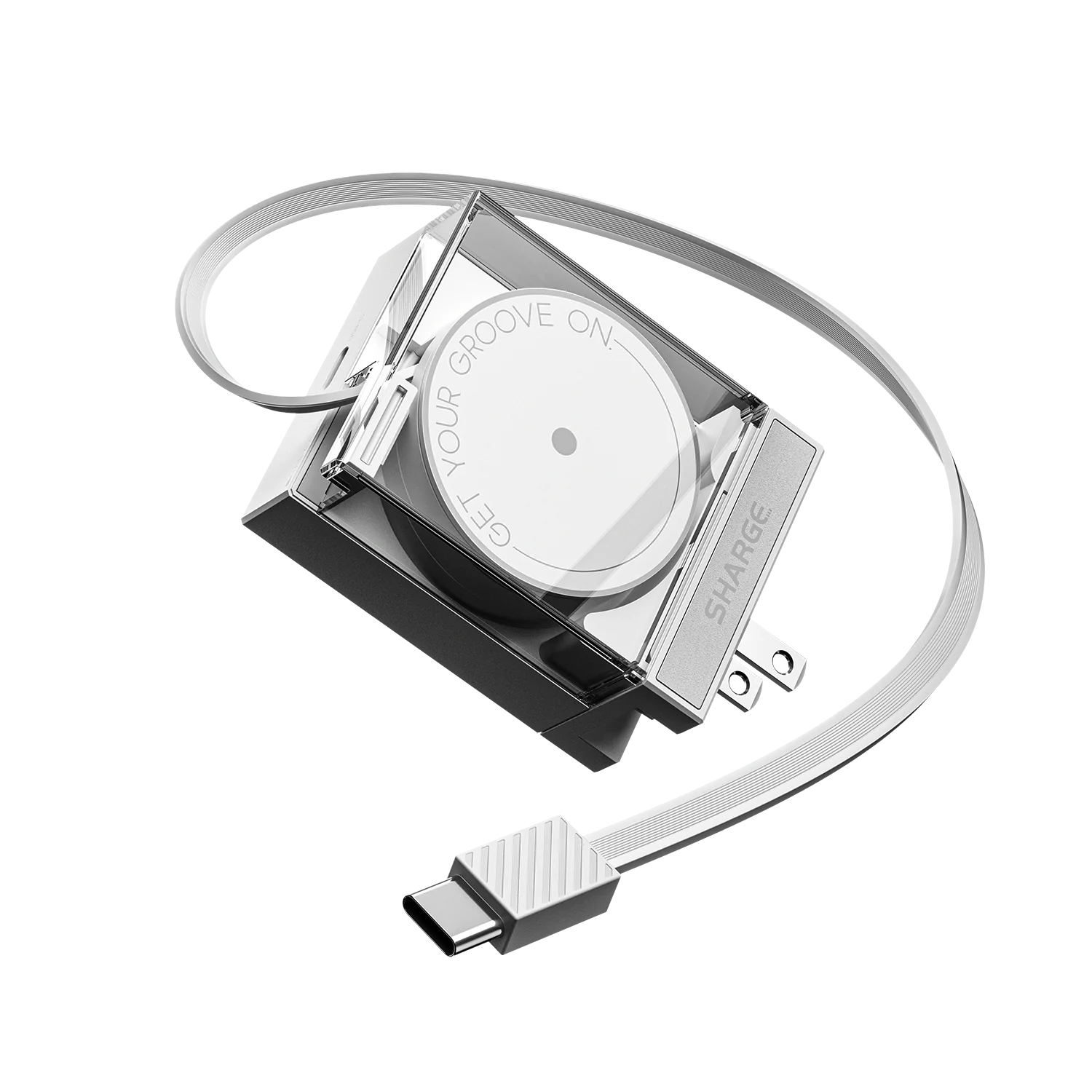 Retractable 65 белый: встроенный кабель USB-C вытянут из корпуса