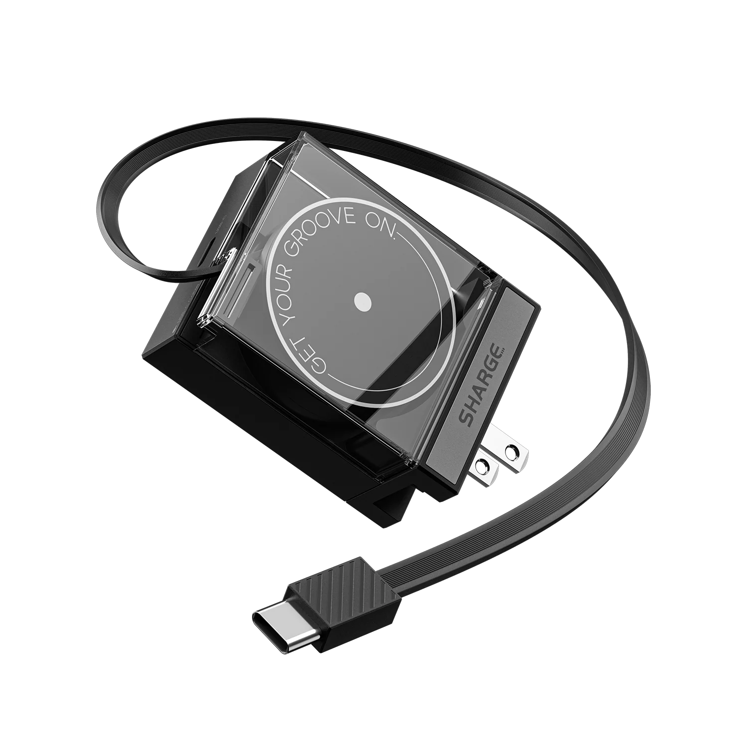 Retractable 65 чёрный: плоский кабель USB-C вытянут на всю длину