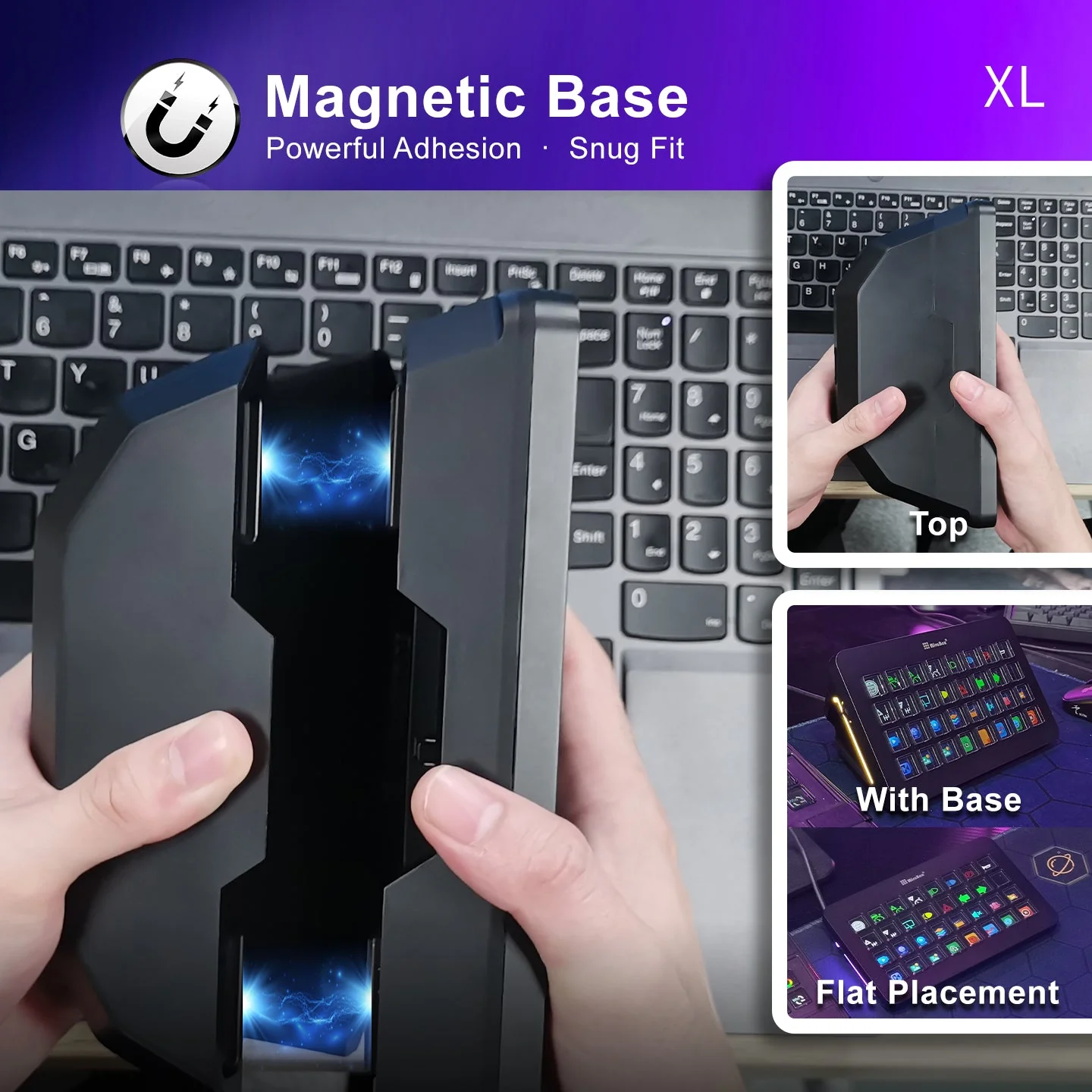Магнитная подставка Stream Dock XL: пульт под углом и плашмя на столе