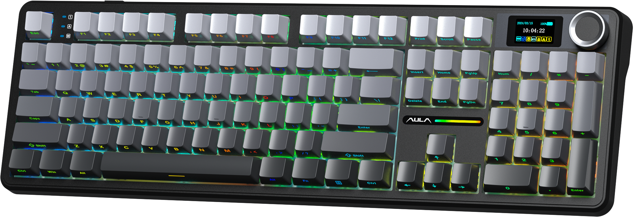 AULA F108 Pro — полноразмерная gasket-клавиатура с tft-экраном