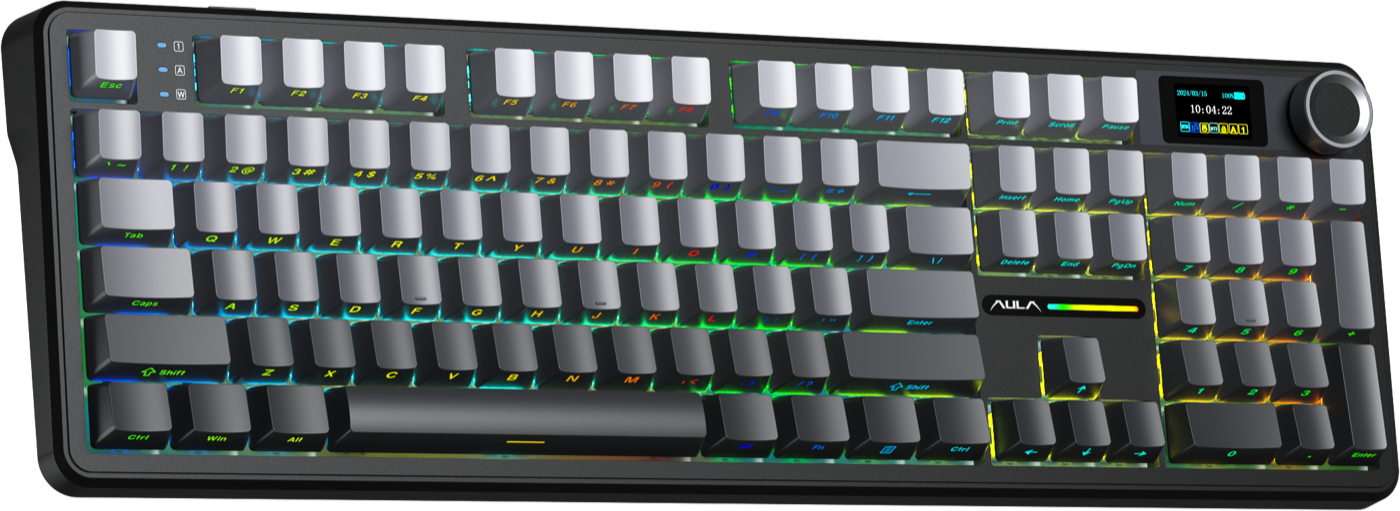 AULA F108 Pro — полноразмерная gasket-клавиатура с tft-экраном