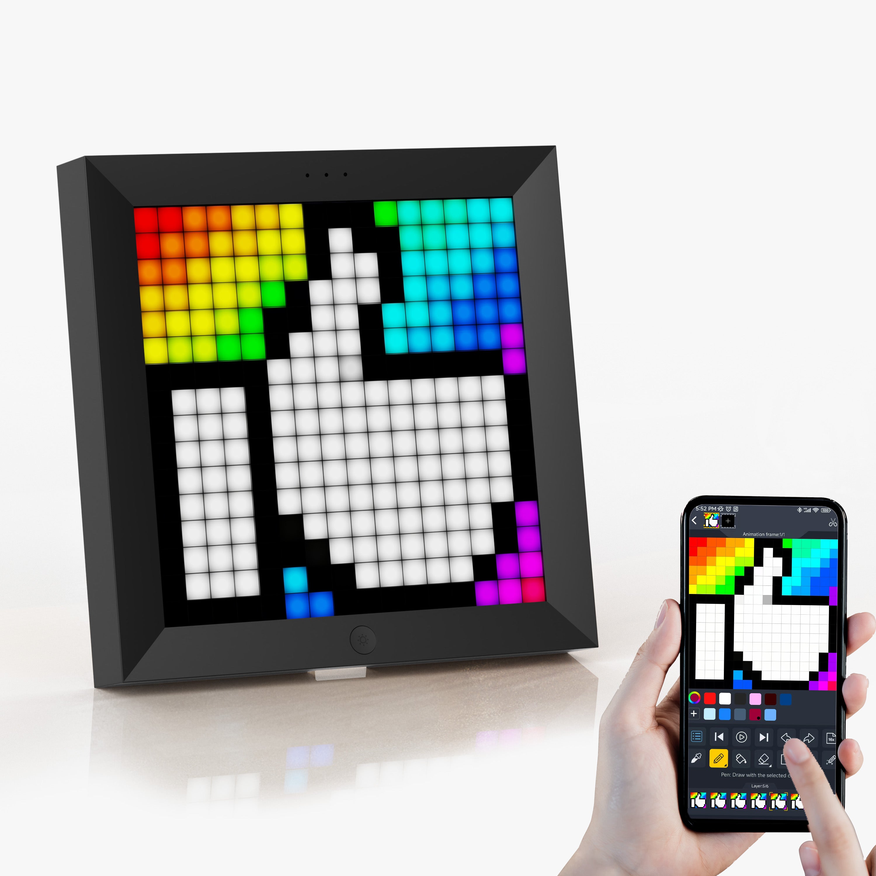 Divoom Pixoo — пиксель-дисплей 16×16 с часами и визуализатором