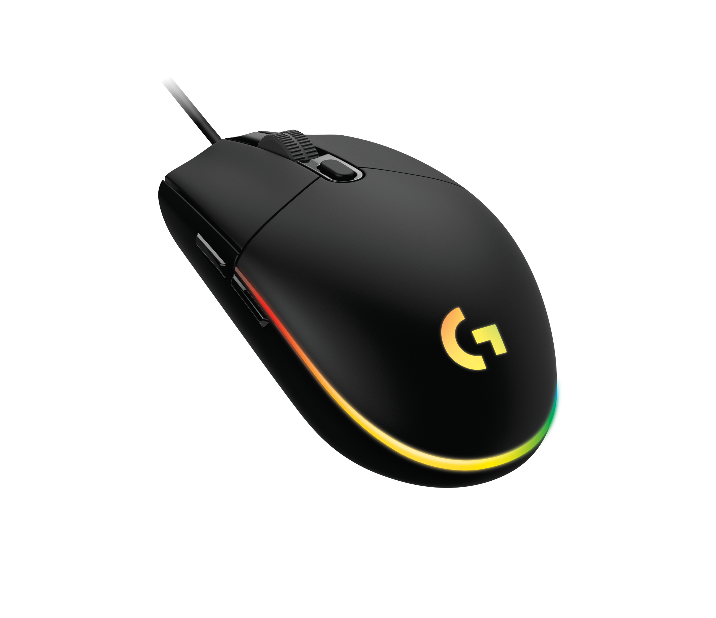 Игровая мышь Logitech G102 Lightsync, чёрная — вид сзади под углом