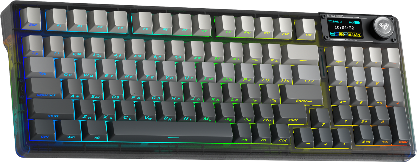 AULA F98 Pro V3 — 96% беспроводная gasket-клавиатура с tft-экраном