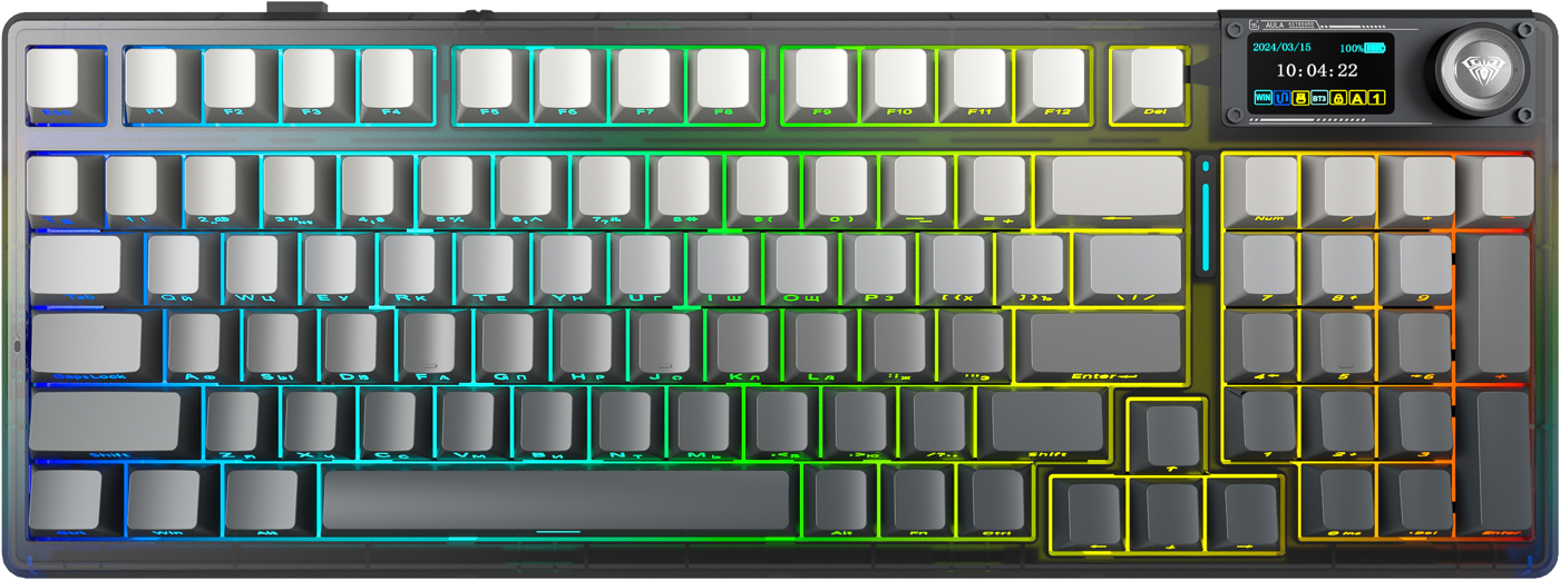 AULA F98 Pro V3 — 96% беспроводная gasket-клавиатура с tft-экраном
