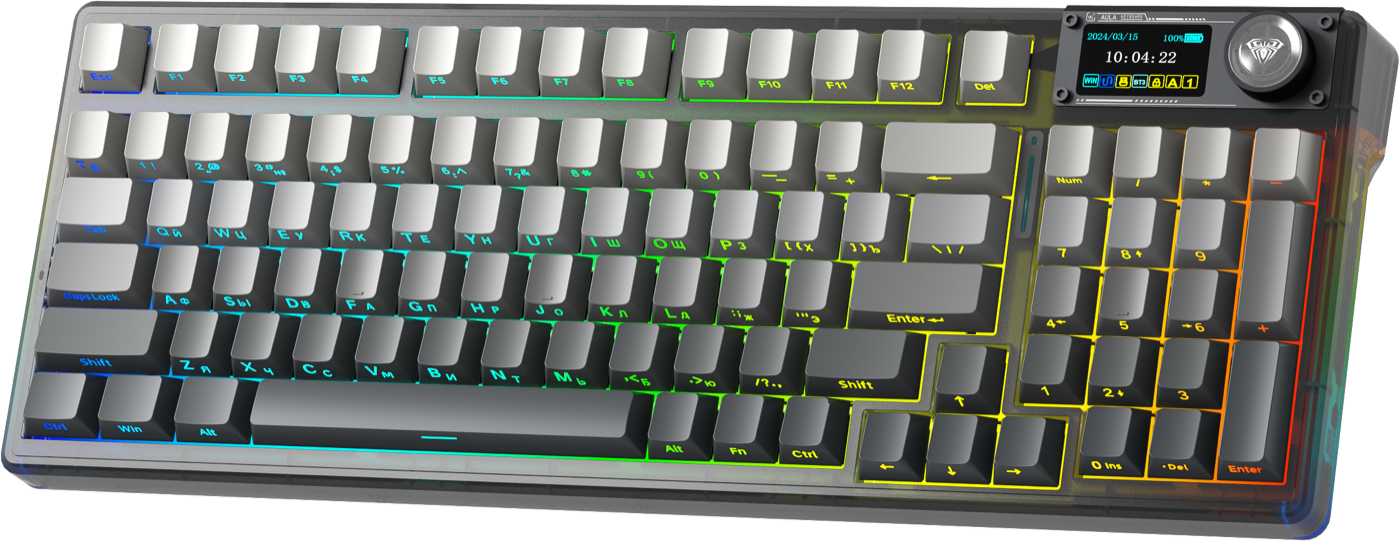 AULA F98 Pro V3 — 96% беспроводная gasket-клавиатура с tft-экраном